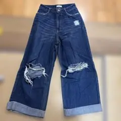 EVRIS ダメージデニム ワイドレッグ