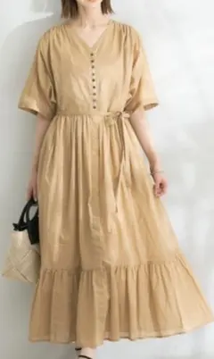 アーバンリサーチ　ロッソ　エアリーローンワンピース　ベージュ