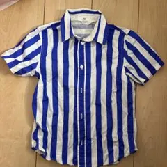 H&M 半袖シャツ 青と白のストライプ 110