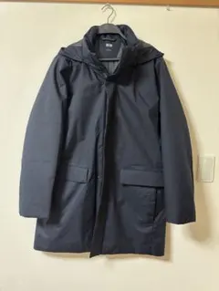 【美品】UNIQLO　メンズ　ハイブリッドダウンコート 　ネイビー　Lサイズ