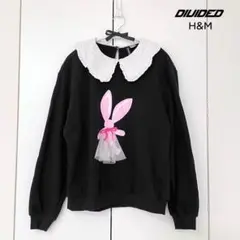 DIVIDED H&M フリル襟うさちゃんトレーナー リボン サブカル 量産型のサムネイル