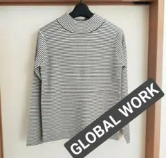 新品タグ付 グローバルワークMサイズ メルティリブハイネックプルオーバー 長袖