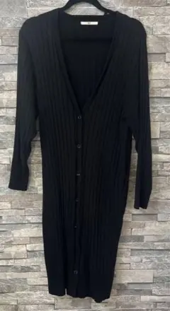 SLY 黒 長袖リブ編みカーディガン