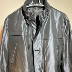 黒モッズコート ボタン・ジッパー付き　STUDIO byダーバン　ステューディオ