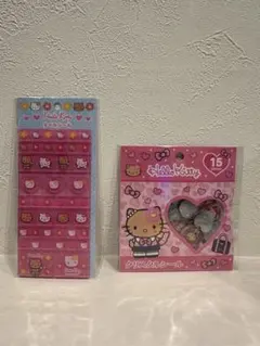 Hello Kitty クリスタルシール 15枚入り、タイルシール2枚セット売り