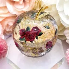 No646 りんご形オルゴナイト 薔薇 ☆ガーネット＆クリスタル☆