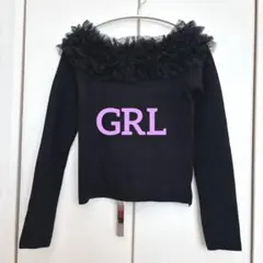 GRL（グレイル）チュールフリル ニット トップス ブラック