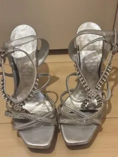 【ESPERANZA】エスペランサ　ストーン・チャーム付き ハイヒールサンダル