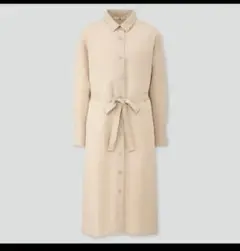 ユニクロベルテッドロングシャツワンピースNaturalサイズSサイズベルト付