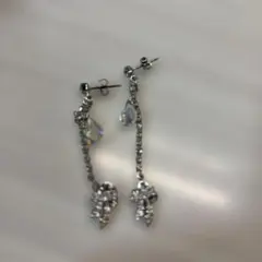 シルバー クリスタル ロングピアス