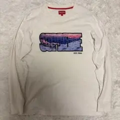 シュプリーム Summit L/S Top ホワイト 白 S 雪山刺繍 ロンT