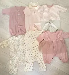 ピンク系ロンパース・カバーオールセット