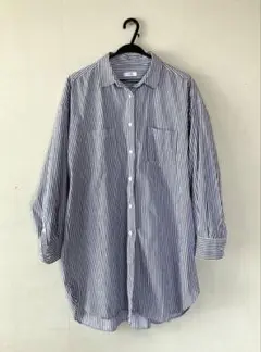 ローリーズファーム ストライプ オーバーサイズ シャツ　グレー　Fサイズ