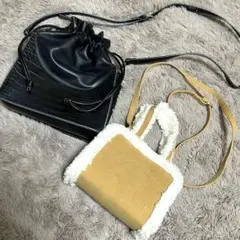 美品WEGO巾着ショルダーバッグ＆ファー付きミニショルダーバッグ 2個セット