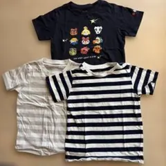 キッズTシャツ 3枚セット 120cm ネイビー・ストライプ
