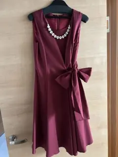 バーガンディ ノースリーブ ワンピース 38