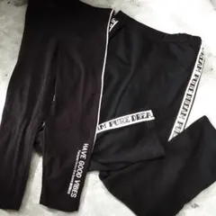 キッズブラック レギンス スウェットパンツ セット140cm