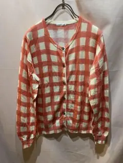 シンプルライフ　レディース　 チェック柄　ニット カーディガンM レナウン