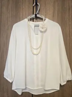 卒業式 入学式 ブラウス パール付き セレモニー オフホワイト フリー