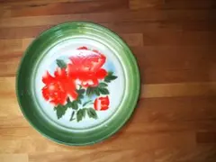 ホーロー・お盆・トレイ・40cm・大・赤系・花柄・ジャンクガーデン
