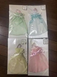 【新品】ディズニープリンセス　オーガンジードレスカード 4種セット