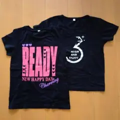 キッズ ガールズ 半袖Tシャツ ロゴ 黒 2枚 まとめ売りのサムネイル