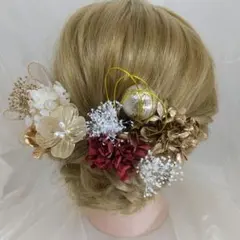 【限定品】ドライフラワー 髪飾り ヘアピン 成人式 卒業式 水引