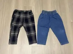 チェック柄・デニムロングパンツ2本セット