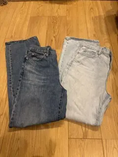 お買い得！2本セット！ ユニクロ ワイドストレートジーンズ 24