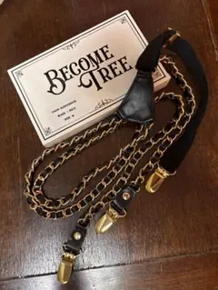 BECOME TREE ブラックxゴールドチェーンサスペンダーTAKUYA∞着用