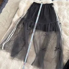 キッズ チュールスカート リボン付き ブラック