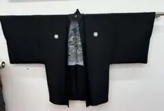 中古⚫︎婚礼用紋付(羽織と着物）織物地紋様黒ラメ入⚫︎T426-59⚫︎175cm正絹