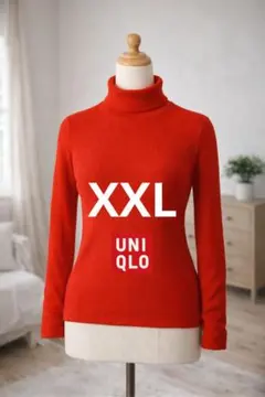 ユニクロ　極暖ヒートテックシームレスリブタートルネックT　オレンジ　XXL