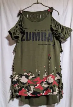 あい様専用　ZUMBA　迷彩チュニック丈リメイクウエアL〜LL　カーキ