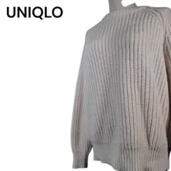 ＜人気＞UNIQLO 定番 クルーネックセーター ニット 長袖（M）オフホワイト