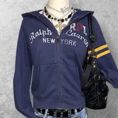 y2k 00s RALPH LAUREN ビックポニー ジップパーカー ネイビー - メルカリ