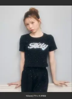 TITTY&CO. ラインストーン半袖Tee ブラック　フリーサイズのサムネイル