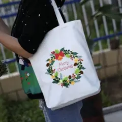 トートバッグ　花　フランス刺繍　刺繍キット　手作り　ハンドメイド　おうち時間