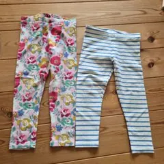 NEXT　キッズ レギンス 2枚セット 花柄 ボーダー