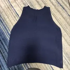 ネイビー ハイネック ニットベスト