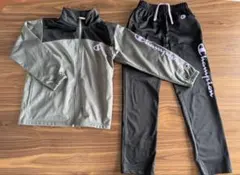 ジュニア チャンピオン ジャージ上下セット グレー×ブラック×ラベンダー 140