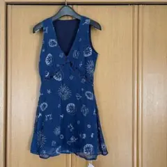 星座プリント ネイビー ノースリーブ ワンピース