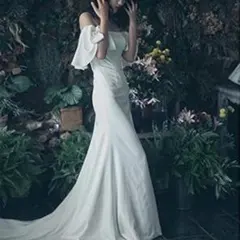 ウエディングドレス　オフショル　L 前撮り　ホワイト 結婚式