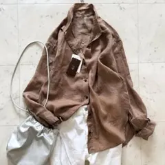 タグ付き未使用　プラージュ　ラミーレギュラーシャツ　キャメルブラウンのサムネイル