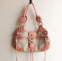 未使用○rafe new york/ラフェニューヨーク○麻 本革 バッグ ピンク