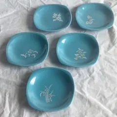 取皿 5枚セット 青磁 金彩 たち吉 昭和レトロ