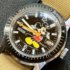 ミッキーマウス 手巻き時計 ブラッドリー 回転ベゼル デイト付 ヴィンテージ
