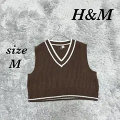 H&M エイチアンドエム (M) ニットベスト Vネック クロップド丈