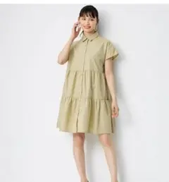 GU/ジーユー　ティアードミニシャツワンピース(半袖)　サイズS