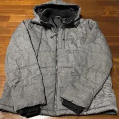 グレー キルティングジャケット フード付き
